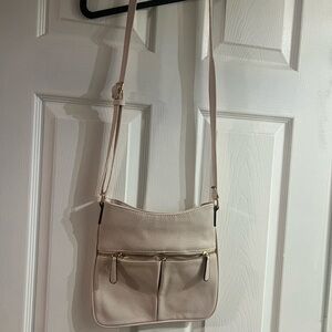 Cream color leather like cross body